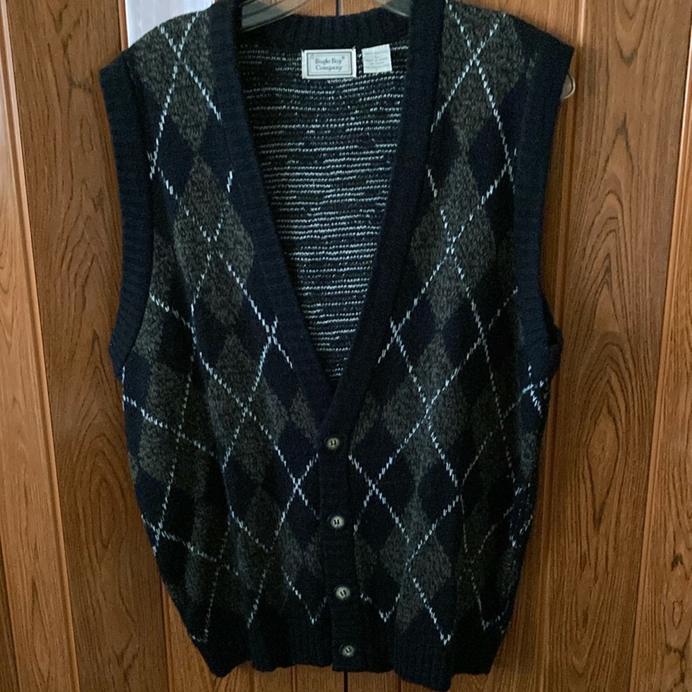 Men’s Sweater Vest Bugle Boy CO SizeL Acrylic Knit Vneck Wear Going out Closing